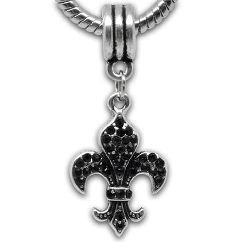 Black Fleur De Lis Dangle European Bead Compatible for Most European Snake Chain Charm Bracelet - Sexy Sparkles Fashion Jewelry - 4
