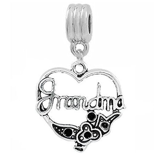 Grandma Heart Bead Dangle European Bead Compatible for Most European Snake Chain Charm Bracelet - Sexy Sparkles Fashion Jewelry