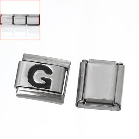 Italian Charm Bracelet Link Square Silver Tone Alphabet Letter (G) - Sexy Sparkles Fashion Jewelry - 3