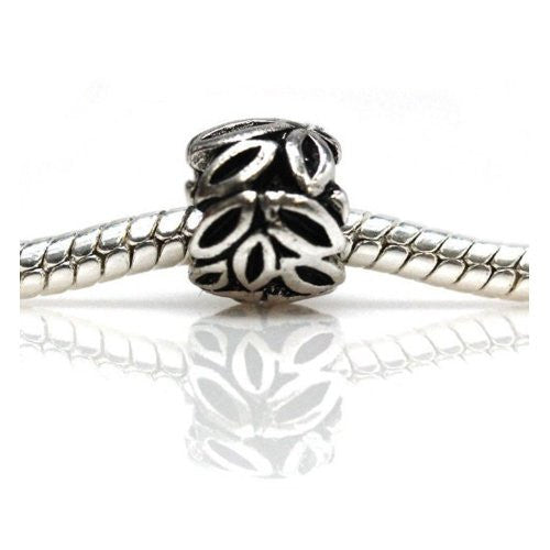 Leaf Design Spacer Charm European Bead Compatible for Most European Snake Chain Bracelet