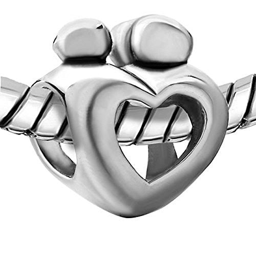 Mother Child Open Heart Charm Bead - Sexy Sparkles Fashion Jewelry - 1