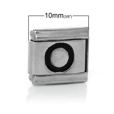 Italian Charm Bracelet Link Square Silver Tone Alphabet Letter (O) - Sexy Sparkles Fashion Jewelry - 2