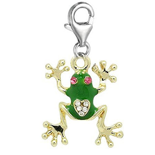 Clip on Frog Charm Dangle Pendant for European Clip on Charm Jewelry with Lobster Clasp - Sexy Sparkles Fashion Jewelry