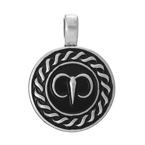 Round Constellation Aries Zodiac Sign Charm Pendant for Necklace