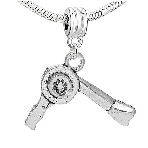 Hair Dryer Charm Dangle Bead Compatible with European Snake Chain Bracelet - Sexy Sparkles Fashion Jewelry