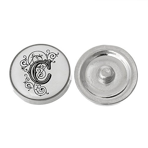 Alphabet Letter C Chunk Snap Button Pendant Fits Snaps Chunk Bracelet - Sexy Sparkles Fashion Jewelry - 1