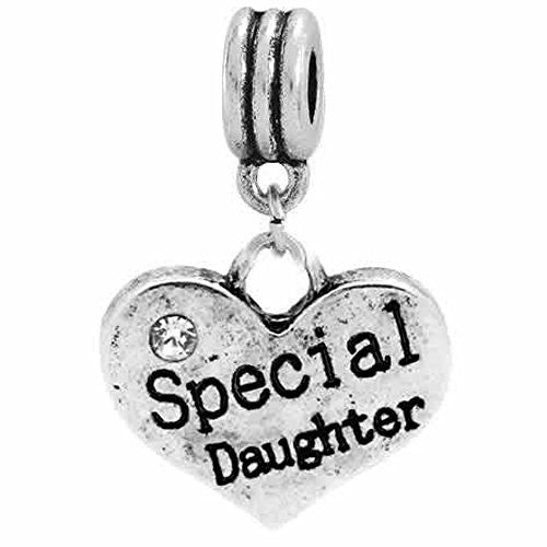 2 Sided Special Daughter Heart European Bead Compatible for Most European Snake Chain Bracelet - Sexy Sparkles Fashion Jewelry