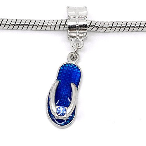 Blue Beach Sandal Charm Spacer for Snake Chain Charm Bracelet