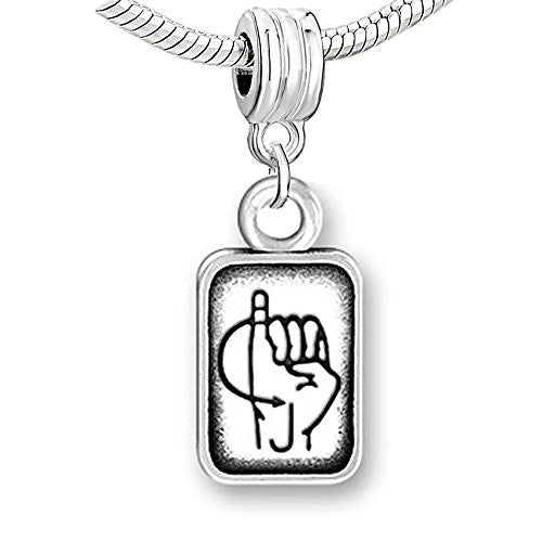 Sign Lauguage Charms Alphabet Letter European Bead Compatible for Most European Snake Chain Bracelet (J) - Sexy Sparkles Fashion Jewelry