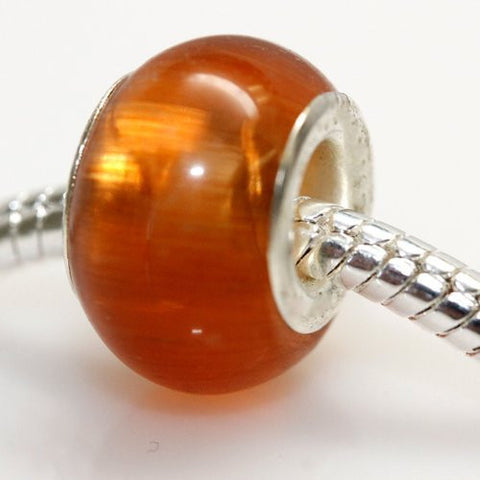 Cat's Eye Glass European Beads For Snake Chain Bracelet (Orange) - Sexy Sparkles Fashion Jewelry - 2