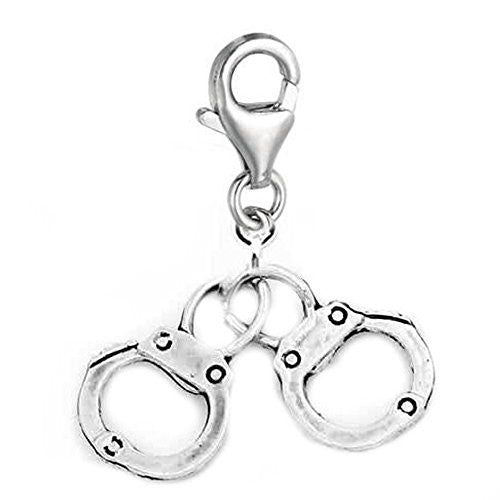 Clip on Handcuffs Dangle Charm Pendant for European Clip on Charm Jewelry w/ Lobster Clasp - Sexy Sparkles Fashion Jewelry