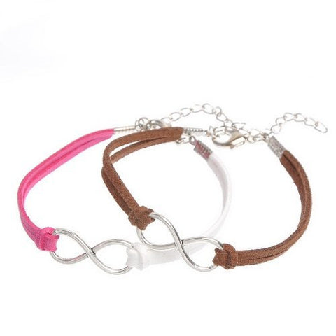 Retro Style Velvet Lobster Clasp Bracelet Mixed Antique Silver Infinity Symbol Findings & Extender Chain 20cm(7 7/8")long - Sexy Sparkles Fashion Jewelry - 4