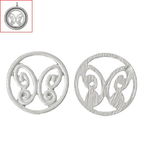 Butterfly Silver tone Floating Charms Dish Plate for Glass Locket Pendants and Floating - Sexy Sparkles Fashion Jewelry - 2