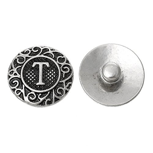Alphabet Letter T Chunk Snap Button or Pendant Fits Snaps Chunk Bracelet - Sexy Sparkles Fashion Jewelry - 1