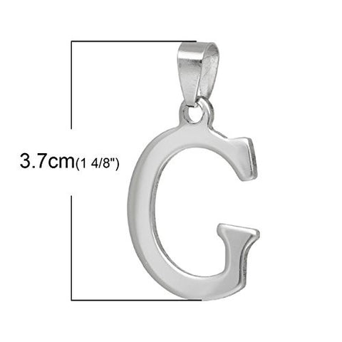 Stainless Steel Alphabet/Letter G Charm Pendant - Sexy Sparkles Fashion Jewelry - 3