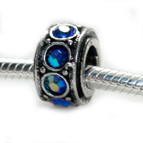 Blue Iridescent Spacer Bead European Bead Compatible for Most European Snake Chain Charm Bracelet
