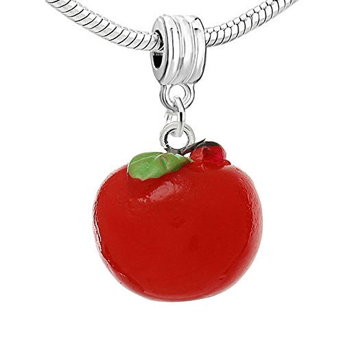 Resin Red Apple Dangle Charm Pendant For European Snake Chain Bracelet - Sexy Sparkles Fashion Jewelry