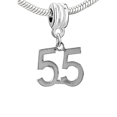 Number 55 Dangle Charm Bead for European Snake chain Charm Bracelet for Snake Chain Bracelet
