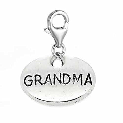 Clip on Grandma Charm Dangle Pendant for European Clip on Charm Jewelry with Lobster Clasp