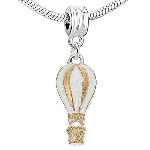 Light Golden Enamel White Fire Balloon Charm Pendant Dangle For Snake Chain Bracelet - Sexy Sparkles Fashion Jewelry