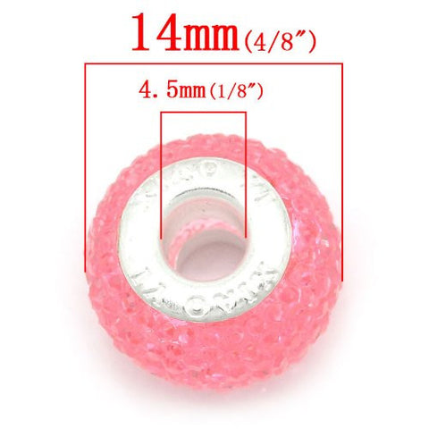 Pink Glitter Charm fits European Snake Chain Charm Bracelets - Sexy Sparkles Fashion Jewelry - 3