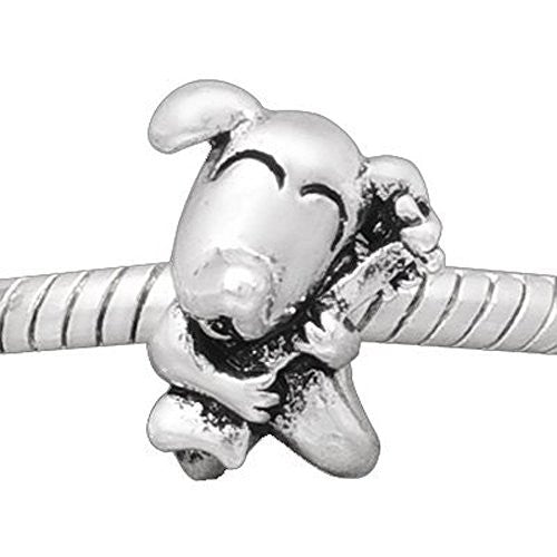 Rock and roll dog with Guitar Charm for European Snake Chain Charm Bracelet