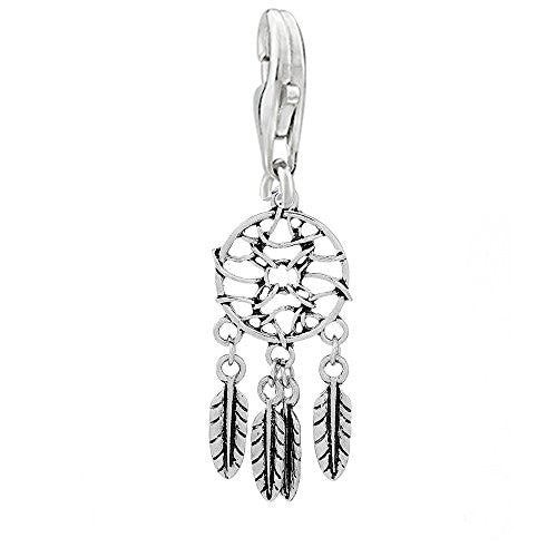 Feather Dream Catcher Clip on Pendant Charm for Bracelet or Necklace - Sexy Sparkles Fashion Jewelry