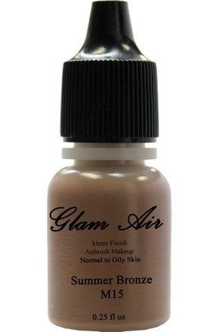 Airbrush Makeup Foundation Matte M13 Soft Walnut and M15 Summer Bronze Water-based Makeup Lasting All Day 0.25 Oz Bottle By Glam Air - Sexy Sparkles Fashion Jewelry - 3