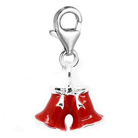 Clip-on Red Bells Dangle Charm for European Clip on Charm Jewelry w/ Lobster Clasp - Sexy Sparkles Fashion Jewelry - 1