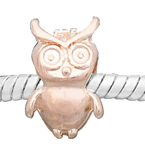 Owl Charm Rose Gold Charm European Bead Compatible for Most European Snake Chain Bracelet - Sexy Sparkles Fashion Jewelry