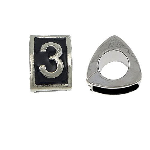 Triangle Number 3 Charm Bead for European Snake Chain Charm Bracelet