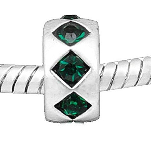 Emerald Green  Rhinestones Rondelle Charm European Bead Compatible for Most European Snake Chain Bracelet - Sexy Sparkles Fashion Jewelry