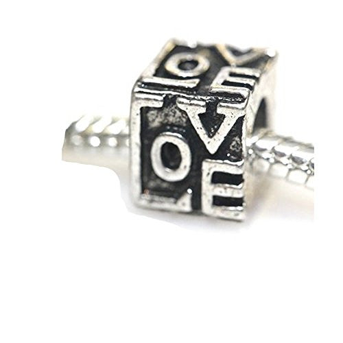 Letters of Love on Cube Charm European Bead Compatible for Most European Snake Chain Bracelet - Sexy Sparkles Fashion Jewelry - 1