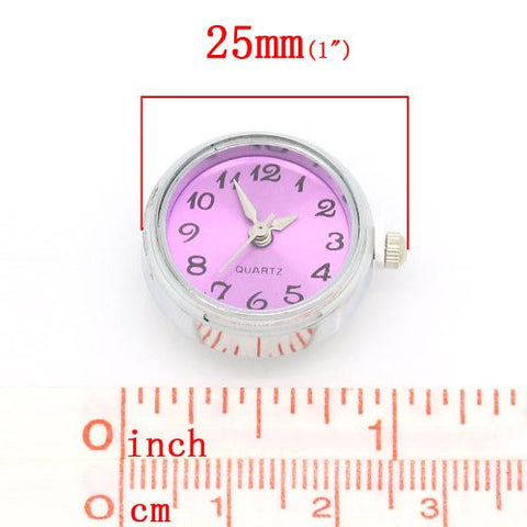Fushia Watch Face Chunk Click Buttons Snap for Chunk Bracelet 25x21mm,knob:5.5mm - Sexy Sparkles Fashion Jewelry - 2