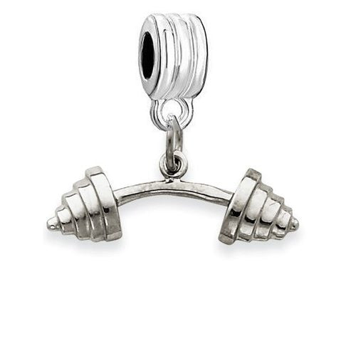 Dangling Weightlifting Barbell Charm European Bead Compatible for Most European Snake Chain Bracelet