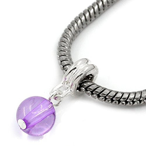 Purple Charm Dangle Bead Spacer For Snake Chain Charm Bracelet
