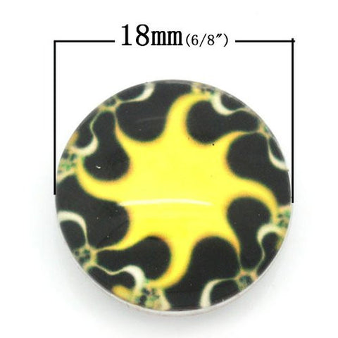 Sun Design Glass Chunk Charm Button Fits Chunk Bracelet 18mm for Noosa Style Chunk Leather Bracelet - Sexy Sparkles Fashion Jewelry - 2