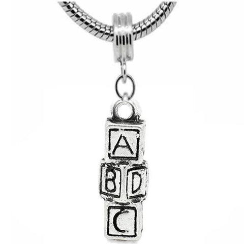 ABCD Block Charm Dangle European Bead Compatible for Most European Snake Chain Bracelet - Sexy Sparkles Fashion Jewelry - 2