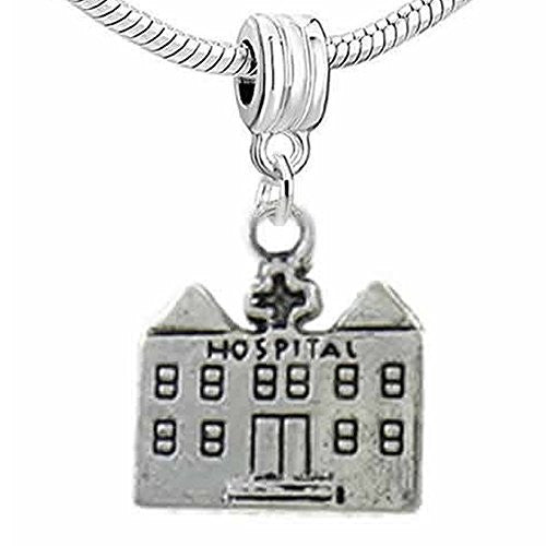 Hospital Building Dangle Charm Bead For Snake Charm Bracelet - Sexy Sparkles Fashion Jewelry