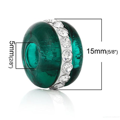 Dark Green European Bead Compatible for Most European Snake Chain Charm Bracelet - Sexy Sparkles Fashion Jewelry - 2