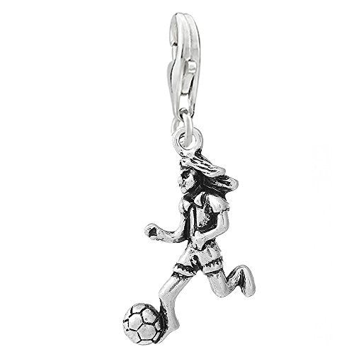 Football Soccer Player Clip on Pendant Charm for Bracelet or Necklace