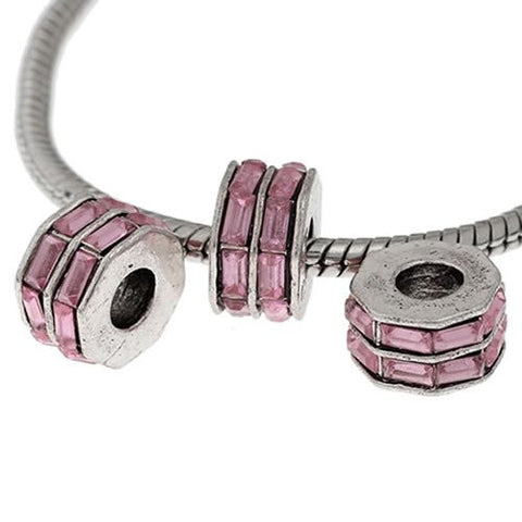 Pink Crystals Charm Beads for Snake Chain Charm Bracelets - Sexy Sparkles Fashion Jewelry - 2