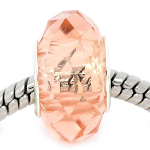 Peach Charm Bead Glass Style Faceted Glass Style Beads - For Snake Chain Charm Bracelet - Sexy Sparkles Fashion Jewelry - 1