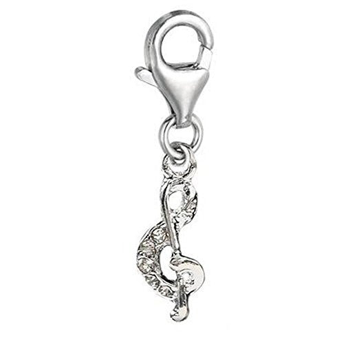 Clip on G-clef Music Note Charm Pendant for European Jewelry w/ Lobster Clasp