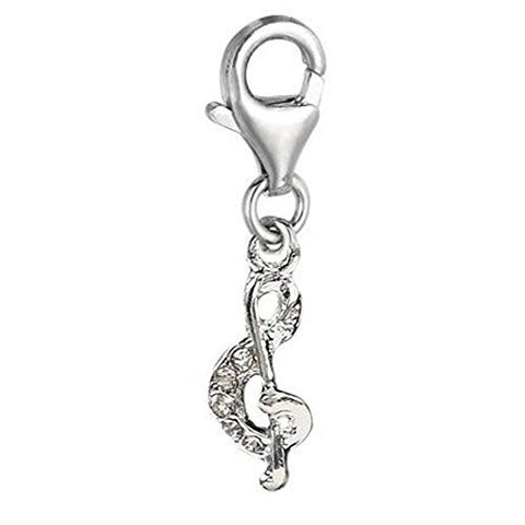 Clip on G-clef Music Note Charm Pendant for European Jewelry w/ Lobster Clasp - Sexy Sparkles Fashion Jewelry - 1