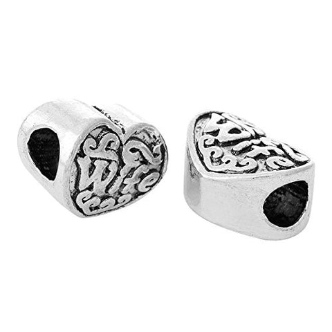 "Wife" Heart Bead European Bead Compatible for Most European Snake Chain Bracelet - Sexy Sparkles Fashion Jewelry - 3