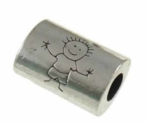 Little Boy Charm Sketched on Bead Spacer Bead For Snake Chain Bracelet - Sexy Sparkles Fashion Jewelry - 2