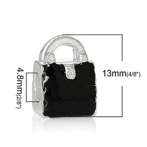 Handbag Purse Bead Compatible for Most European Snake Chain Bracelet (Black) - Sexy Sparkles Fashion Jewelry - 3