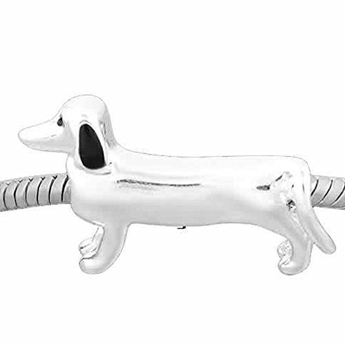 Dachshund Weenie Dog Charm Spacer European Bead Compatible for Most European Snake Chain Bracelet - Sexy Sparkles Fashion Jewelry