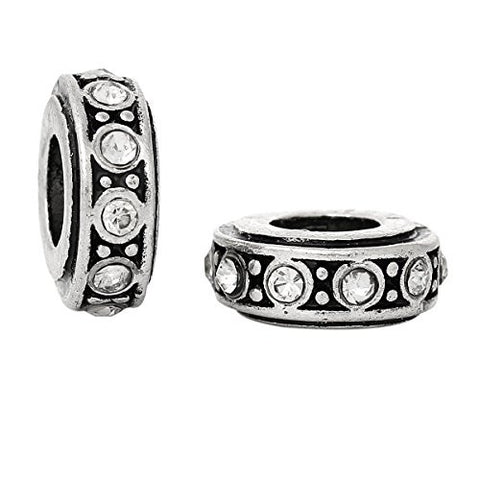 Mothers Day Jewelry Round Pattern With Clear Rhinestones for snake chain charm Bracelet - Sexy Sparkles Fashion Jewelry - 2